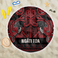 Aotearoa Iwi Ngati Toa Beach Blanket Maori Wharenui House Tribal Pattern LT9 One Size 150cm Dark Red - Polynesian Pride