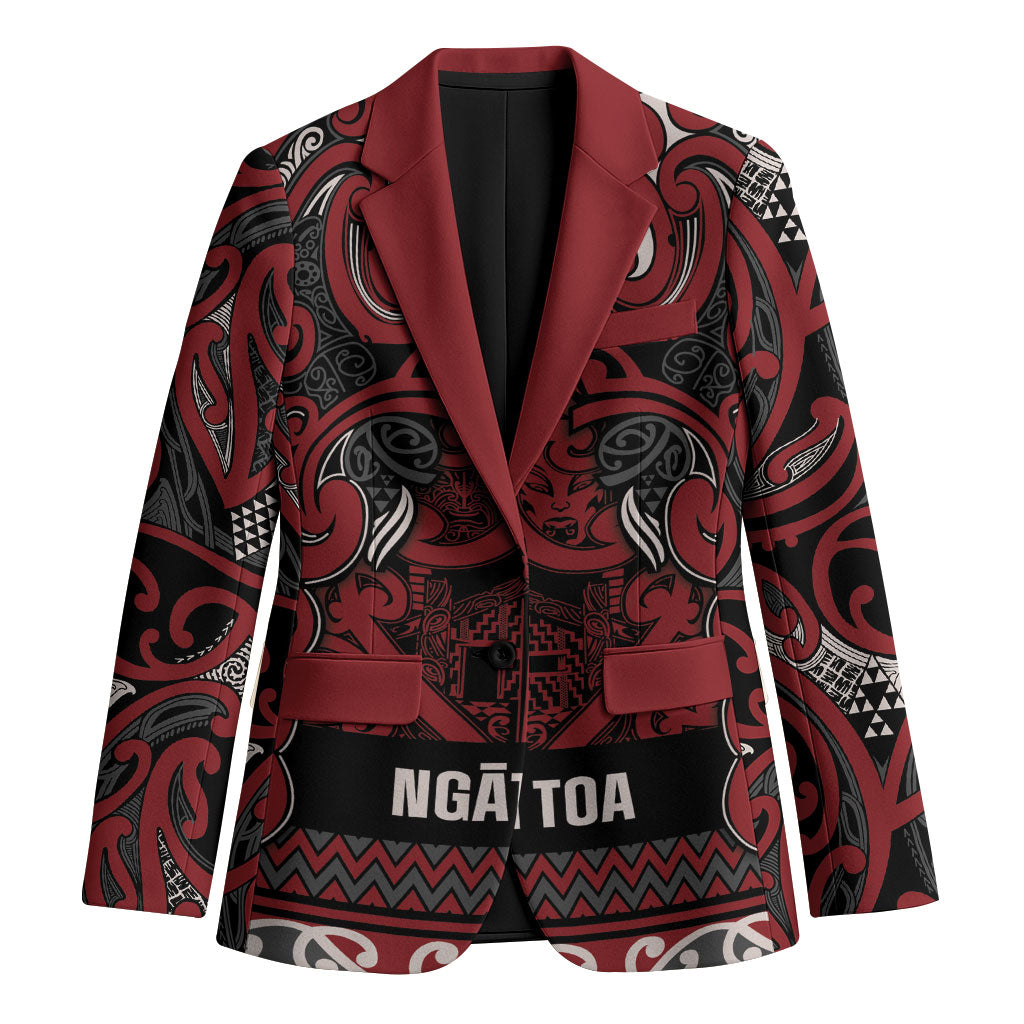 Aotearoa Iwi Ngati Toa Blazer Maori Wharenui House Tribal Pattern LT9 Unisex Dark Red - Polynesian Pride