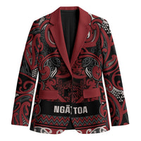 Aotearoa Iwi Ngati Toa Blazer Maori Wharenui House Tribal Pattern LT9 Unisex Dark Red - Polynesian Pride