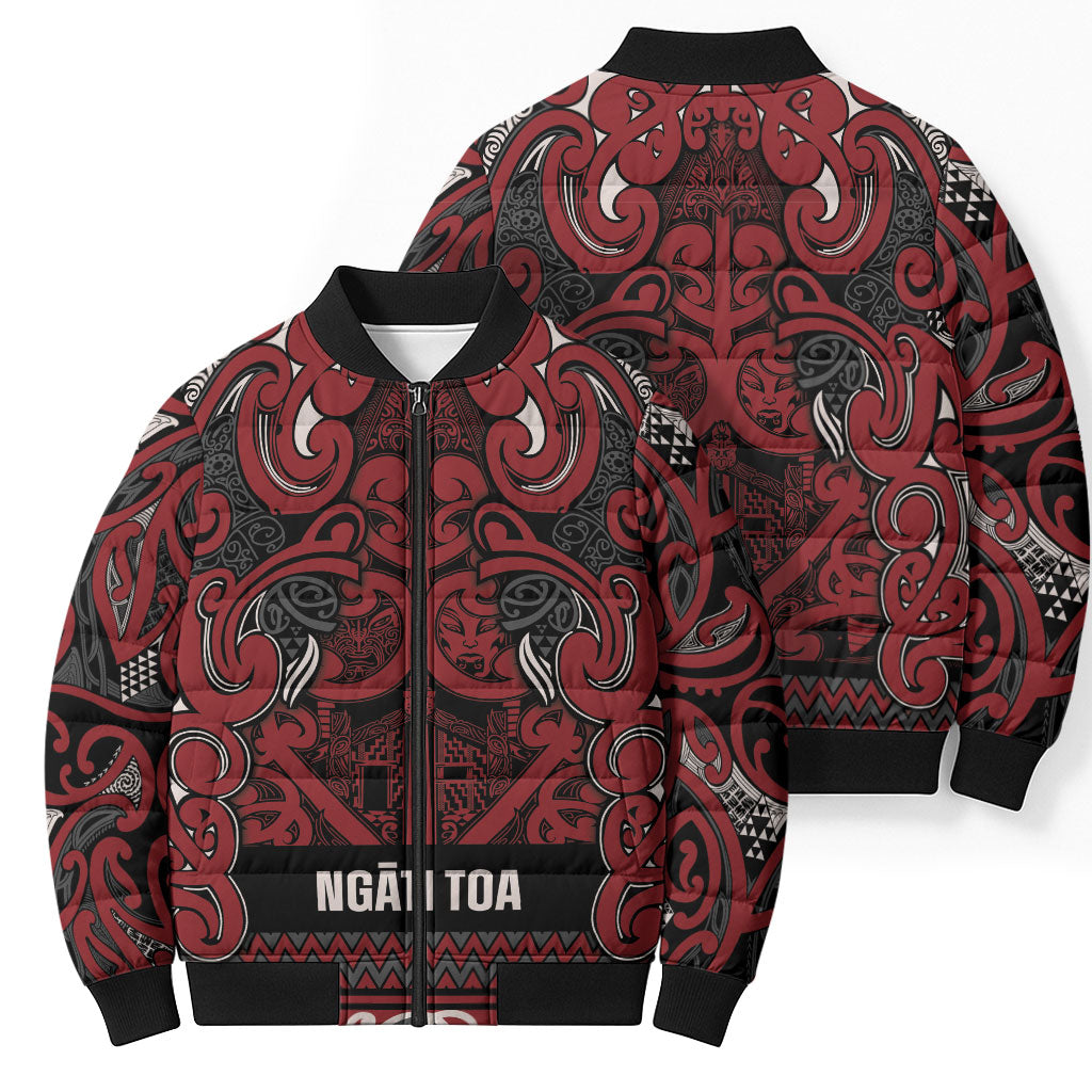 Aotearoa Iwi Ngati Toa Bomber Puffer Jacket Maori Wharenui House Tribal Pattern LT9 - Polynesian Pride