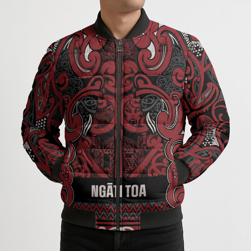 Aotearoa Iwi Ngati Toa Bomber Puffer Jacket Maori Wharenui House Tribal Pattern LT9 - Polynesian Pride