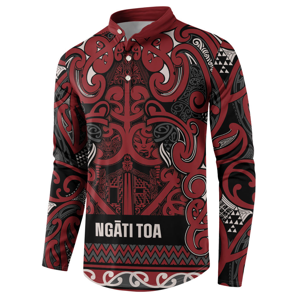 Aotearoa Iwi Ngati Toa Button Sweatshirt Maori Wharenui House Tribal Pattern LT9 - Polynesian Pride