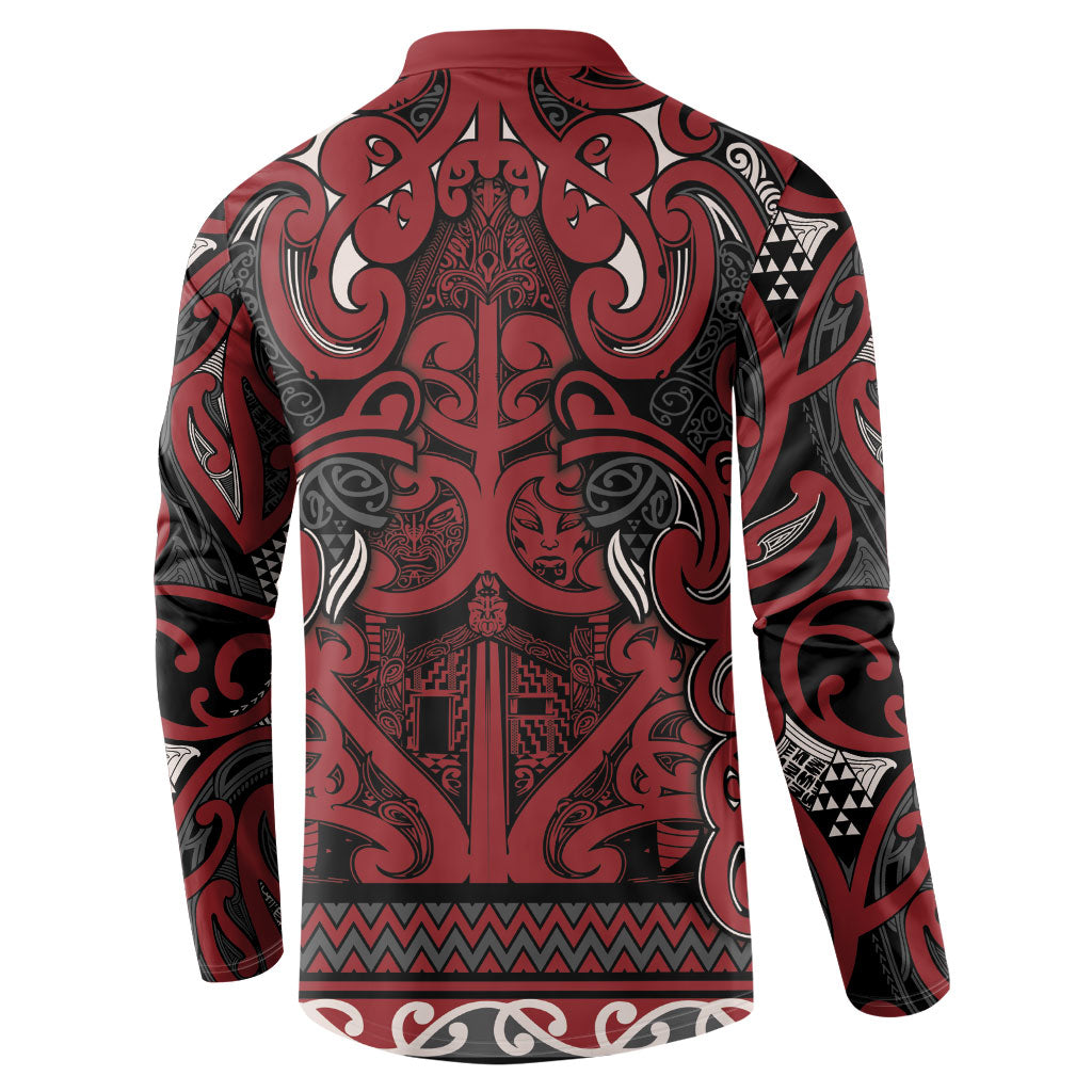 Aotearoa Iwi Ngati Toa Button Sweatshirt Maori Wharenui House Tribal Pattern LT9 - Polynesian Pride