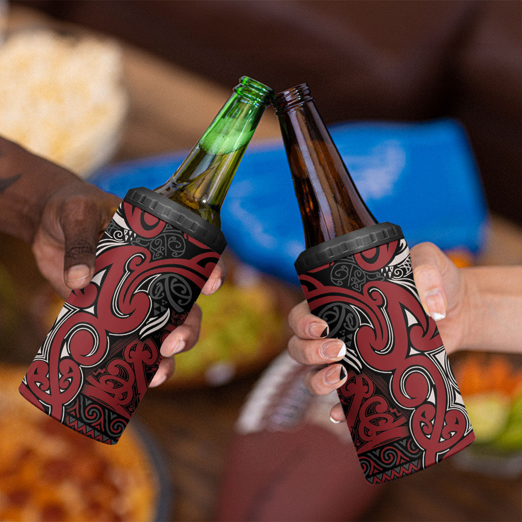Aotearoa Iwi Ngati Toa 4 in 1 Can Cooler Tumbler Maori Wharenui House Tribal Pattern LT9 - Polynesian Pride