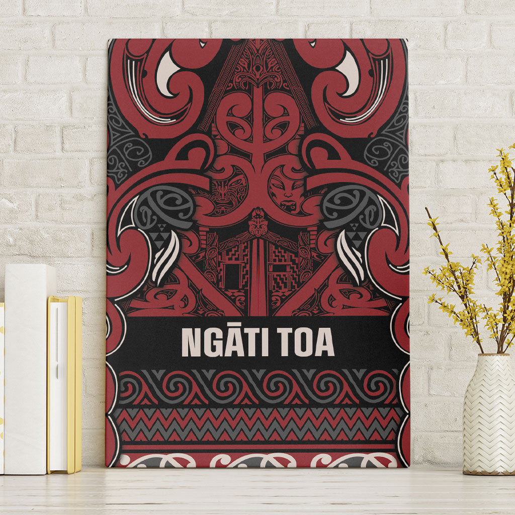 Aotearoa Iwi Ngati Toa Canvas Wall Art Maori Wharenui House Tribal Pattern LT9 Without Frame Dark Red - Polynesian Pride