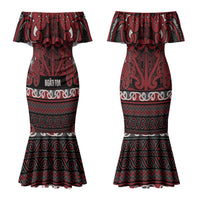Aotearoa Iwi Ngati Toa Couples Matching Mermaid Dress and Long Sleeve Button Shirt Maori Wharenui House Tribal Pattern LT9 - Polynesian Pride