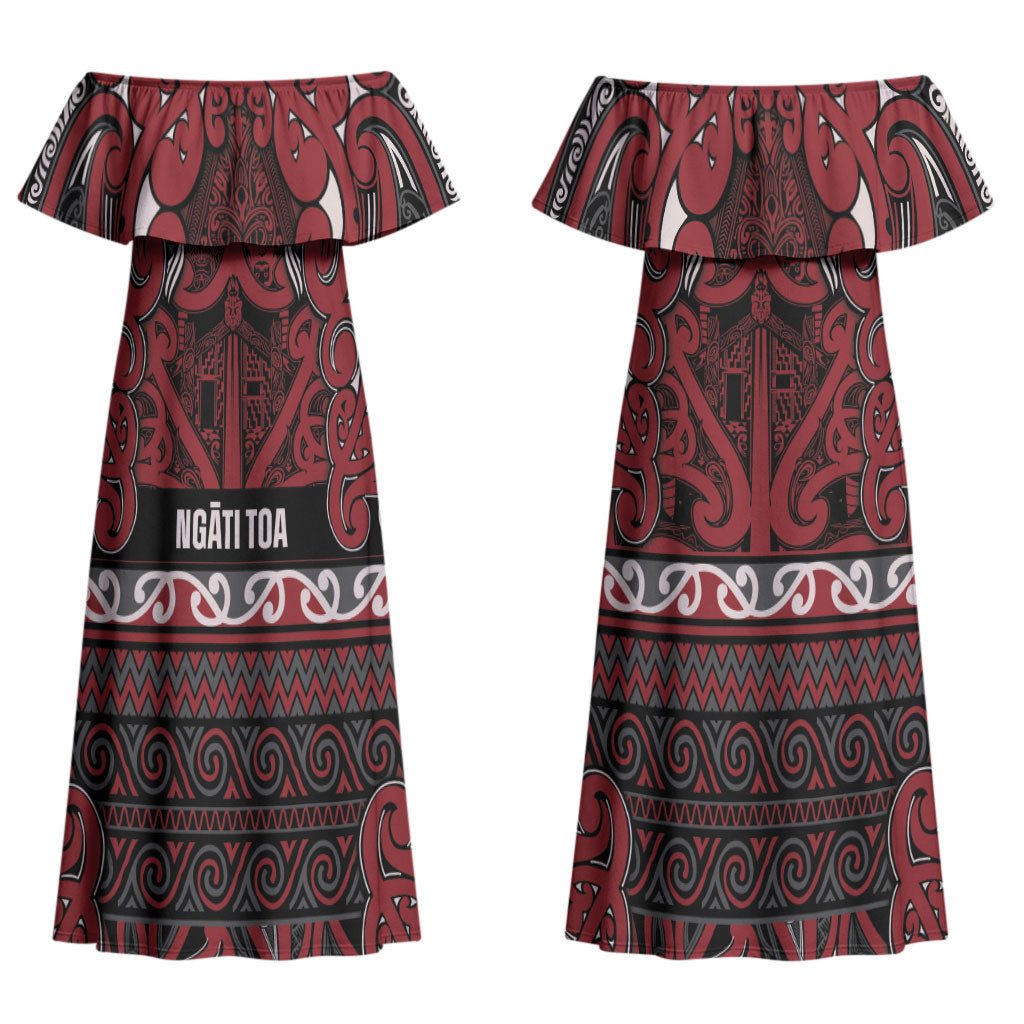 Aotearoa Iwi Ngati Toa Couples Matching Off Shoulder Maxi Dress and Hawaiian Shirt Maori Wharenui House Tribal Pattern LT9 - Polynesian Pride