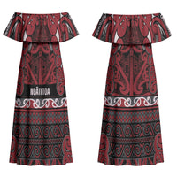 Aotearoa Iwi Ngati Toa Couples Matching Off Shoulder Maxi Dress and Hawaiian Shirt Maori Wharenui House Tribal Pattern LT9 - Polynesian Pride