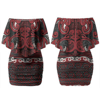Aotearoa Iwi Ngati Toa Couples Matching Off Shoulder Short Dress and Hawaiian Shirt Maori Wharenui House Tribal Pattern LT9 - Polynesian Pride