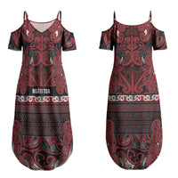 Aotearoa Iwi Ngati Toa Couples Matching Summer Maxi Dress and Long Sleeve Button Shirt Maori Wharenui House Tribal Pattern LT9 - Polynesian Pride