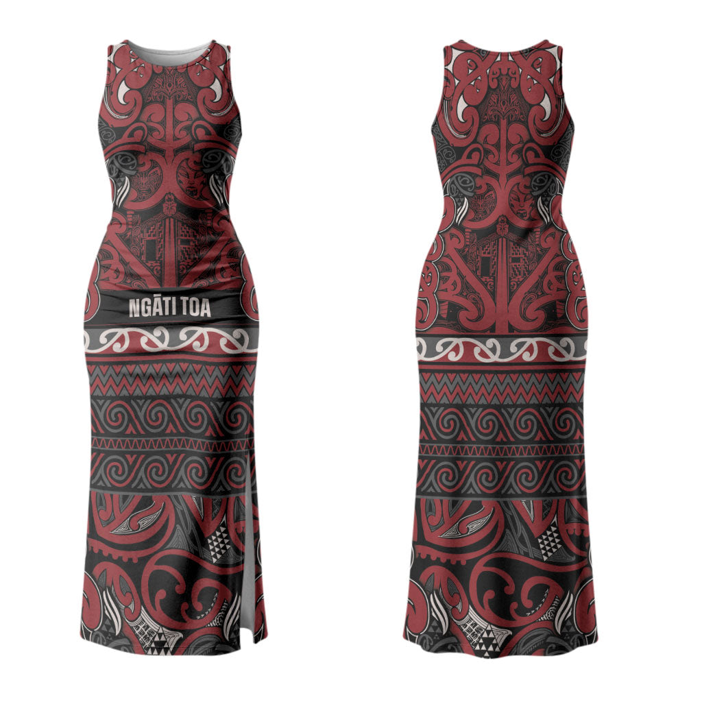 Aotearoa Iwi Ngati Toa Couples Matching Tank Maxi Dress and Long Sleeve Button Shirt Maori Wharenui House Tribal Pattern LT9 - Polynesian Pride