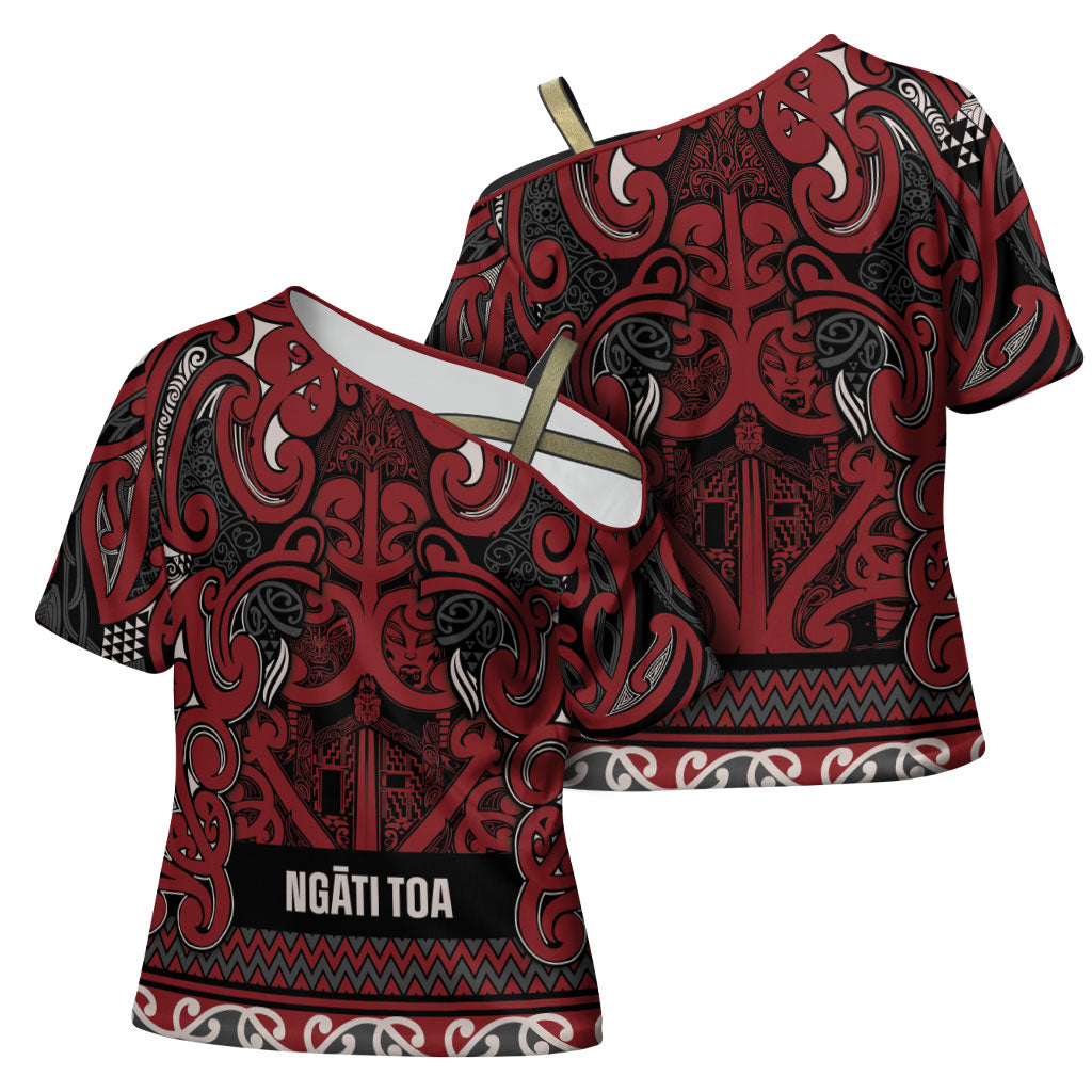 Aotearoa Iwi Ngati Toa Cross Shoulder Shirt Maori Wharenui House Tribal Pattern LT9 - Polynesian Pride