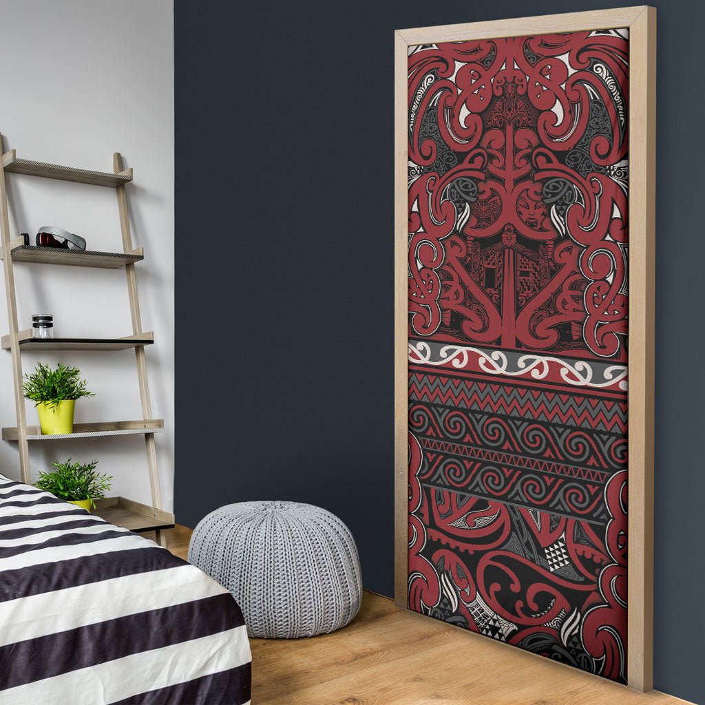 Aotearoa Iwi Ngati Toa Door Cover Maori Wharenui House Tribal Pattern LT9 - Polynesian Pride