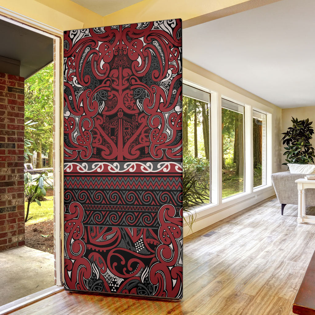 Aotearoa Iwi Ngati Toa Door Cover Maori Wharenui House Tribal Pattern LT9 - Polynesian Pride
