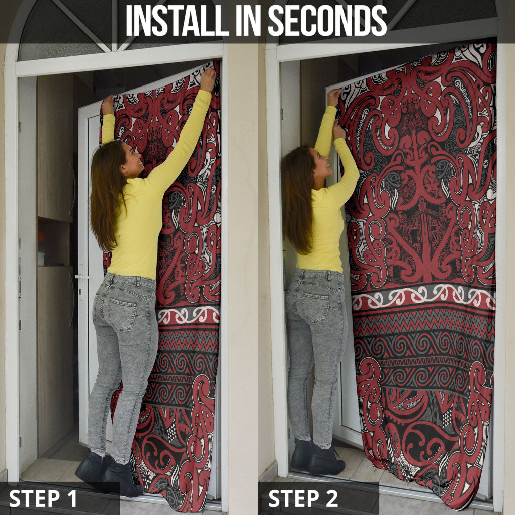 Aotearoa Iwi Ngati Toa Door Cover Maori Wharenui House Tribal Pattern LT9 - Polynesian Pride