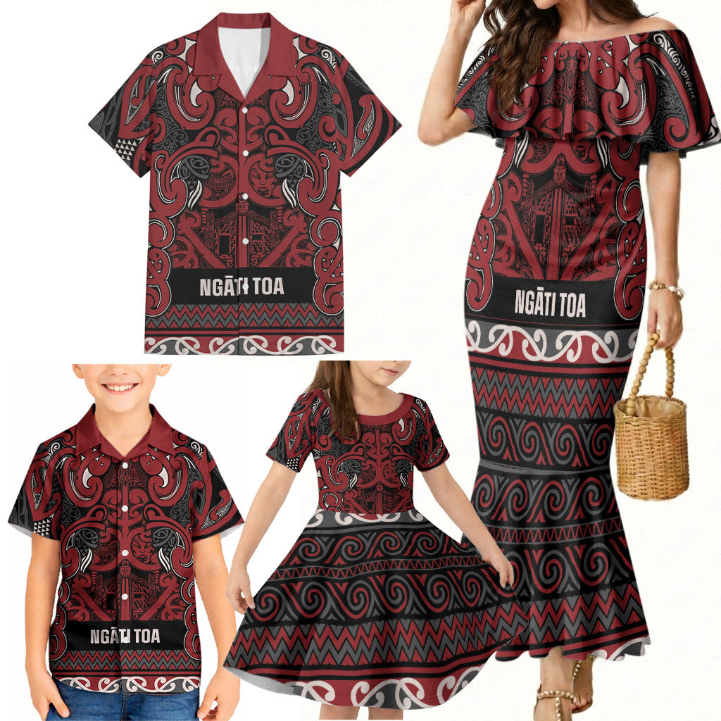 Aotearoa Iwi Ngati Toa Family Matching Mermaid Dress and Hawaiian Shirt Maori Wharenui House Tribal Pattern LT9 - Polynesian Pride