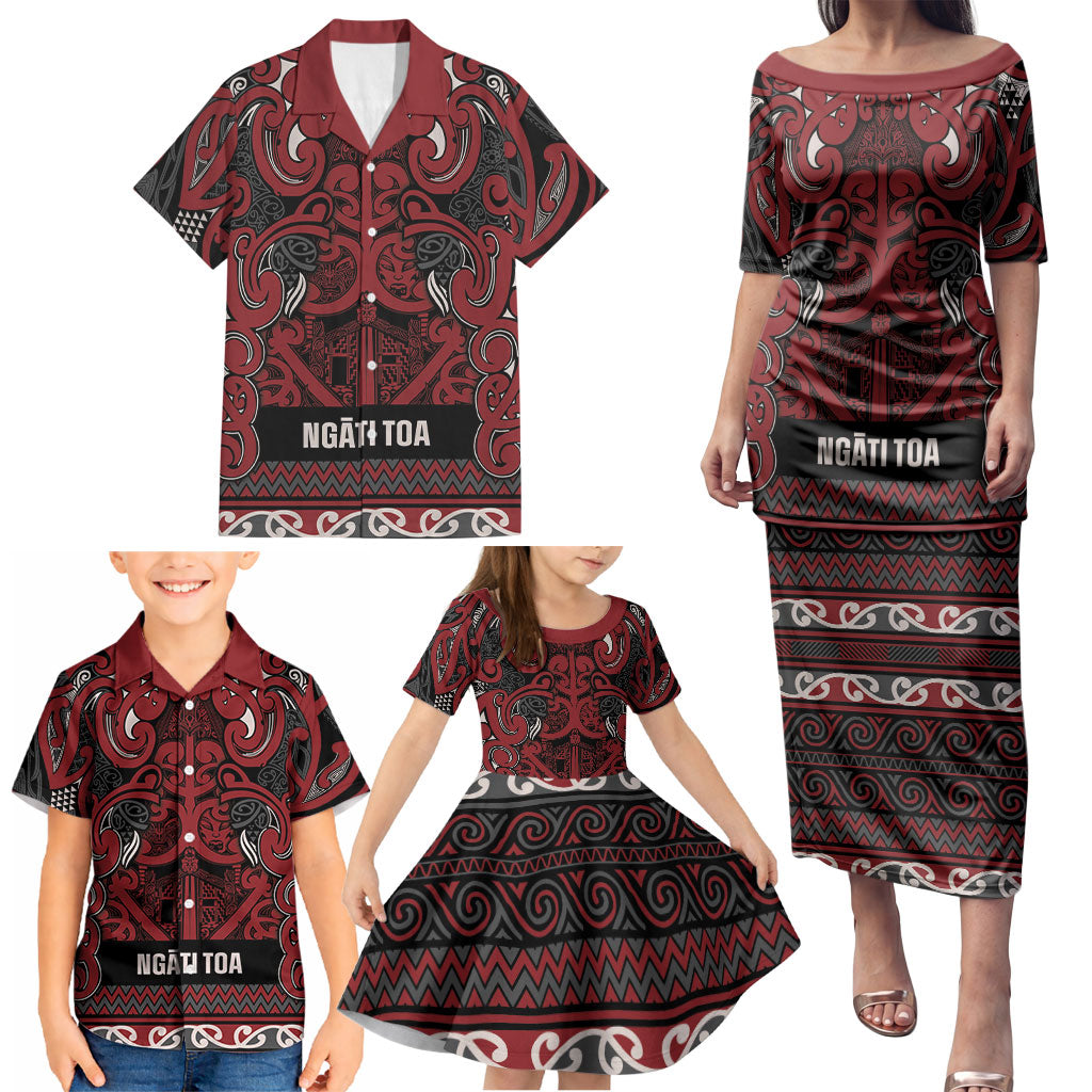 Aotearoa Iwi Ngati Toa Family Matching Puletasi and Hawaiian Shirt Maori Wharenui House Tribal Pattern LT9 - Polynesian Pride