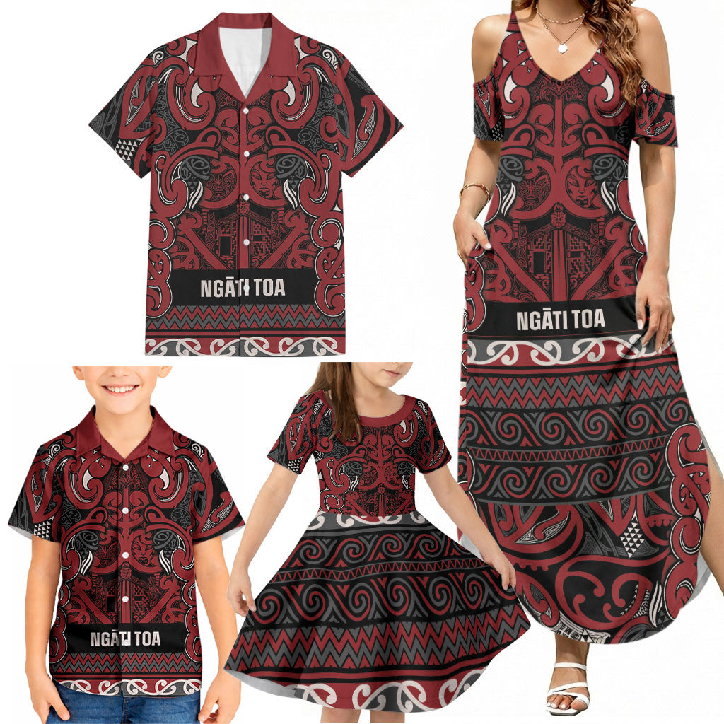 Aotearoa Iwi Ngati Toa Family Matching Summer Maxi Dress and Hawaiian Shirt Maori Wharenui House Tribal Pattern LT9 - Polynesian Pride