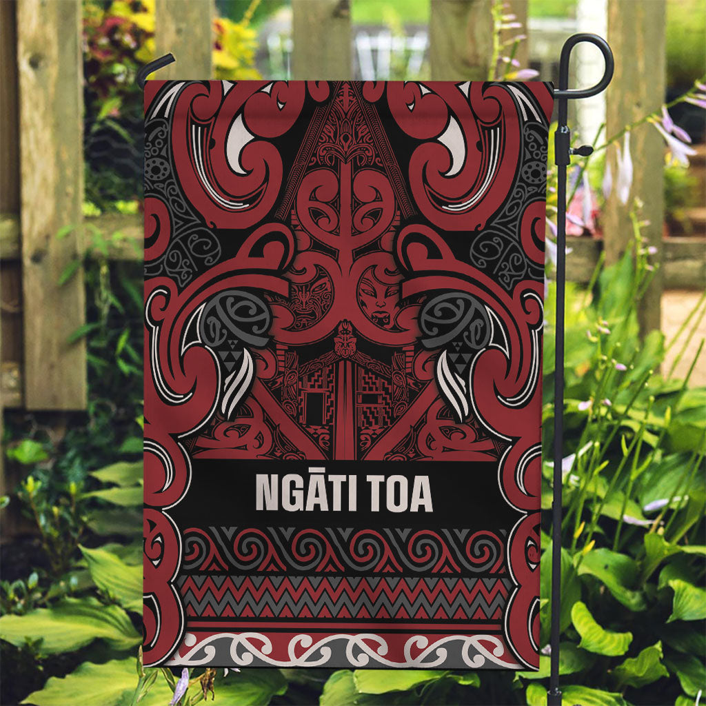 Aotearoa Iwi Ngati Toa Garden Flag Maori Wharenui House Tribal Pattern LT9 Garden Flag Dark Red - Polynesian Pride