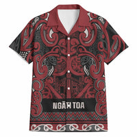 Aotearoa Iwi Ngati Toa Hawaiian Shirt Maori Wharenui House Tribal Pattern LT9 Dark Red - Polynesian Pride