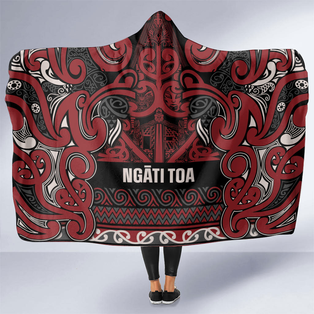 Aotearoa Iwi Ngati Toa Hooded Blanket Maori Wharenui House Tribal Pattern LT9 One Size Dark Red - Polynesian Pride