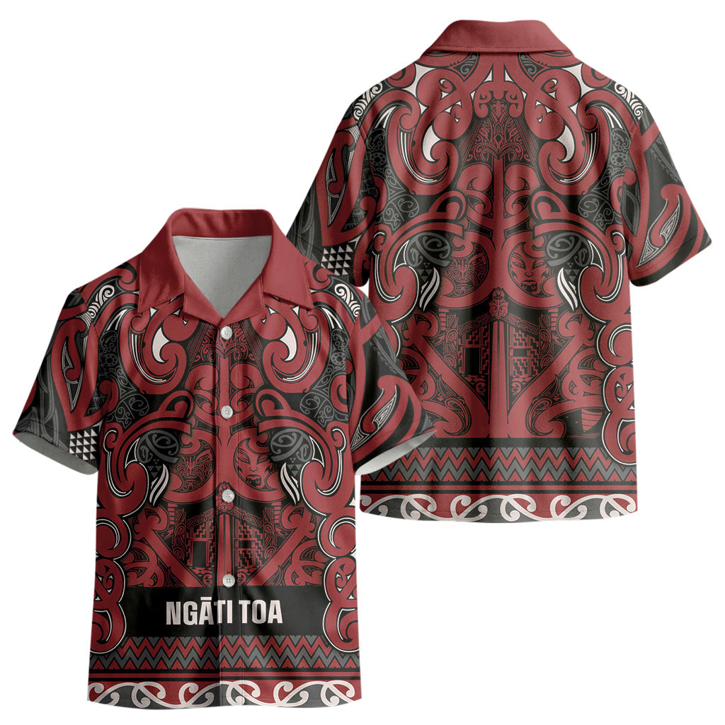 Aotearoa Iwi Ngati Toa Kid Hawaiian Shirt Maori Wharenui House Tribal Pattern LT9 - Polynesian Pride