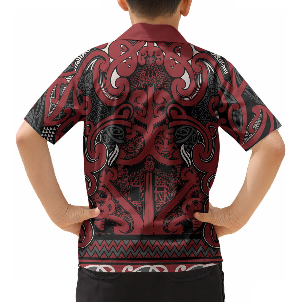Aotearoa Iwi Ngati Toa Kid Hawaiian Shirt Maori Wharenui House Tribal Pattern LT9 - Polynesian Pride