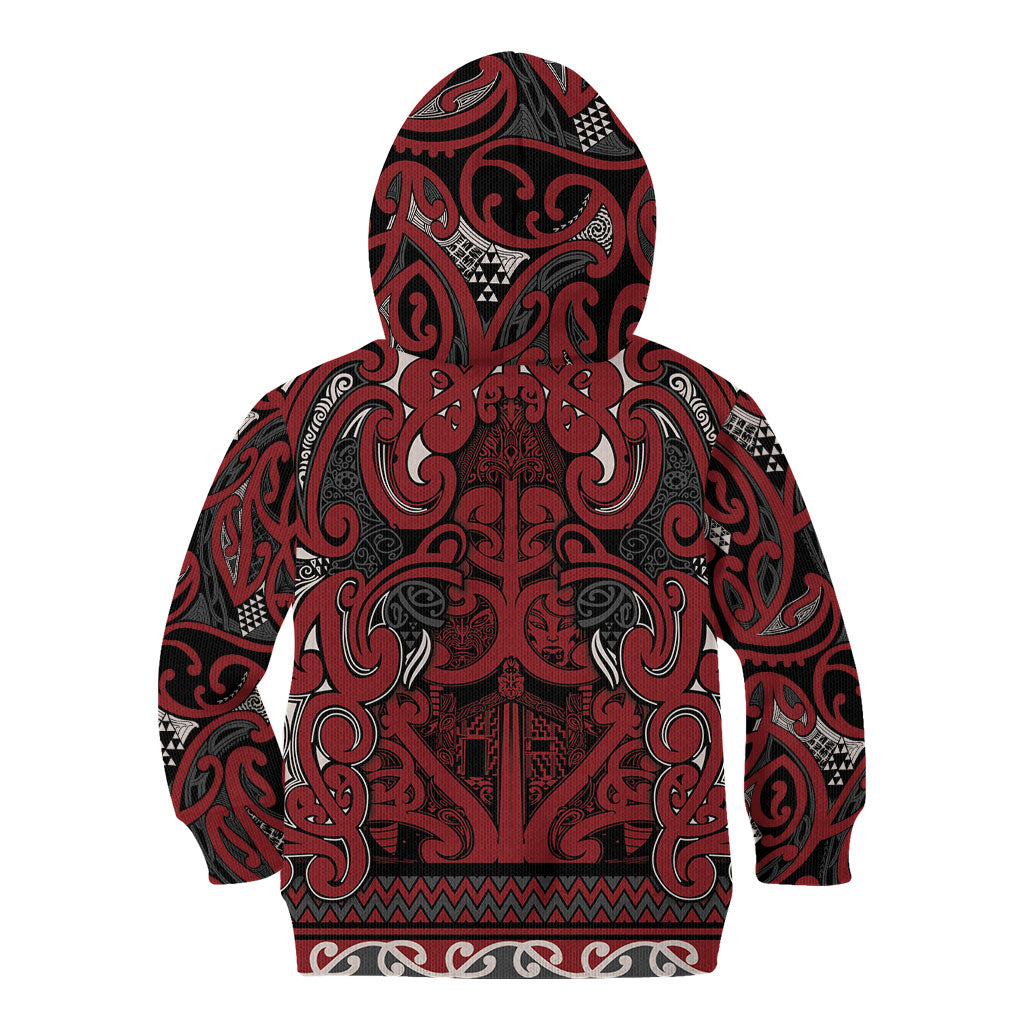 Aotearoa Iwi Ngati Toa Kid Hoodie Maori Wharenui House Tribal Pattern LT9 - Polynesian Pride