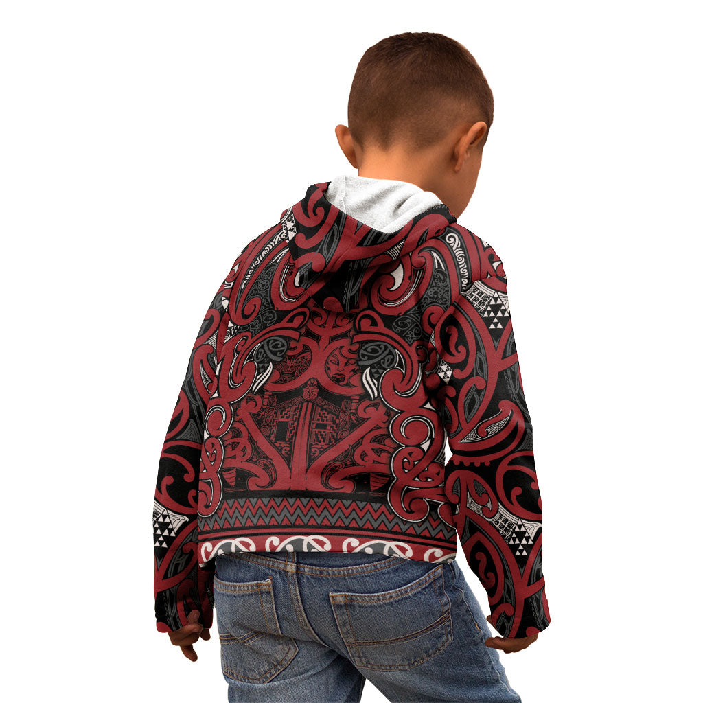 Aotearoa Iwi Ngati Toa Kid Hoodie Maori Wharenui House Tribal Pattern LT9 - Polynesian Pride