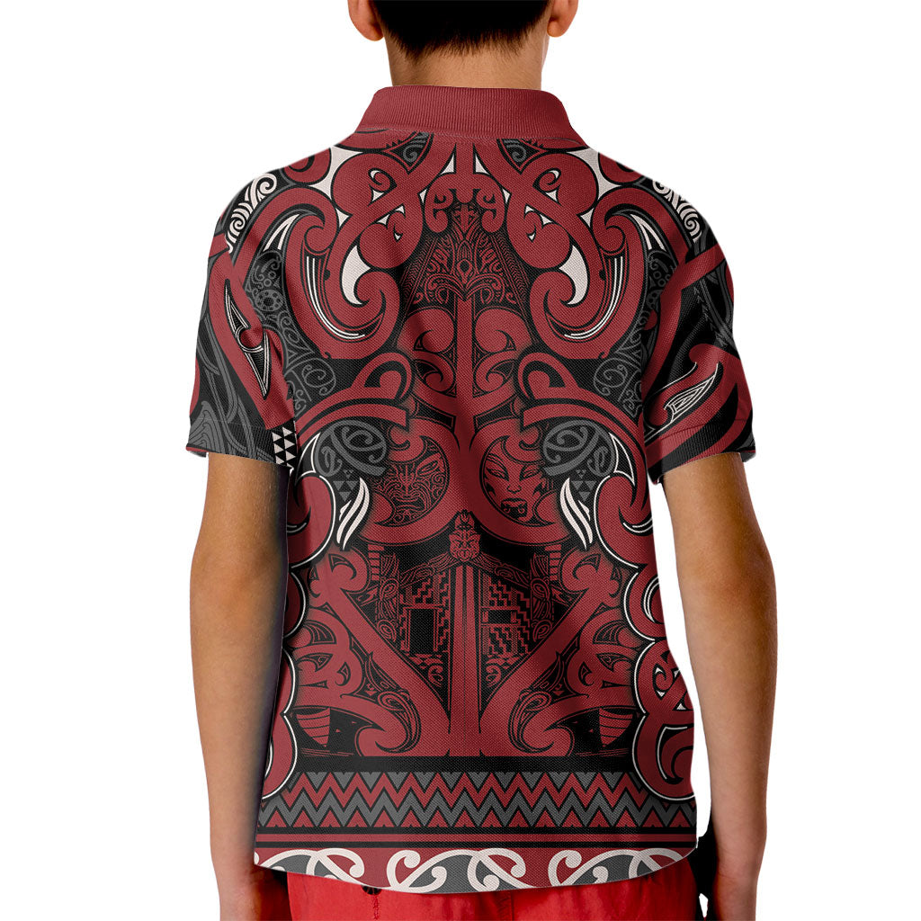 Aotearoa Iwi Ngati Toa Kid Polo Shirt Maori Wharenui House Tribal Pattern LT9 - Polynesian Pride