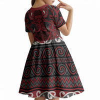 Aotearoa Iwi Ngati Toa Kid Short Sleeve Dress Maori Wharenui House Tribal Pattern LT9 - Polynesian Pride