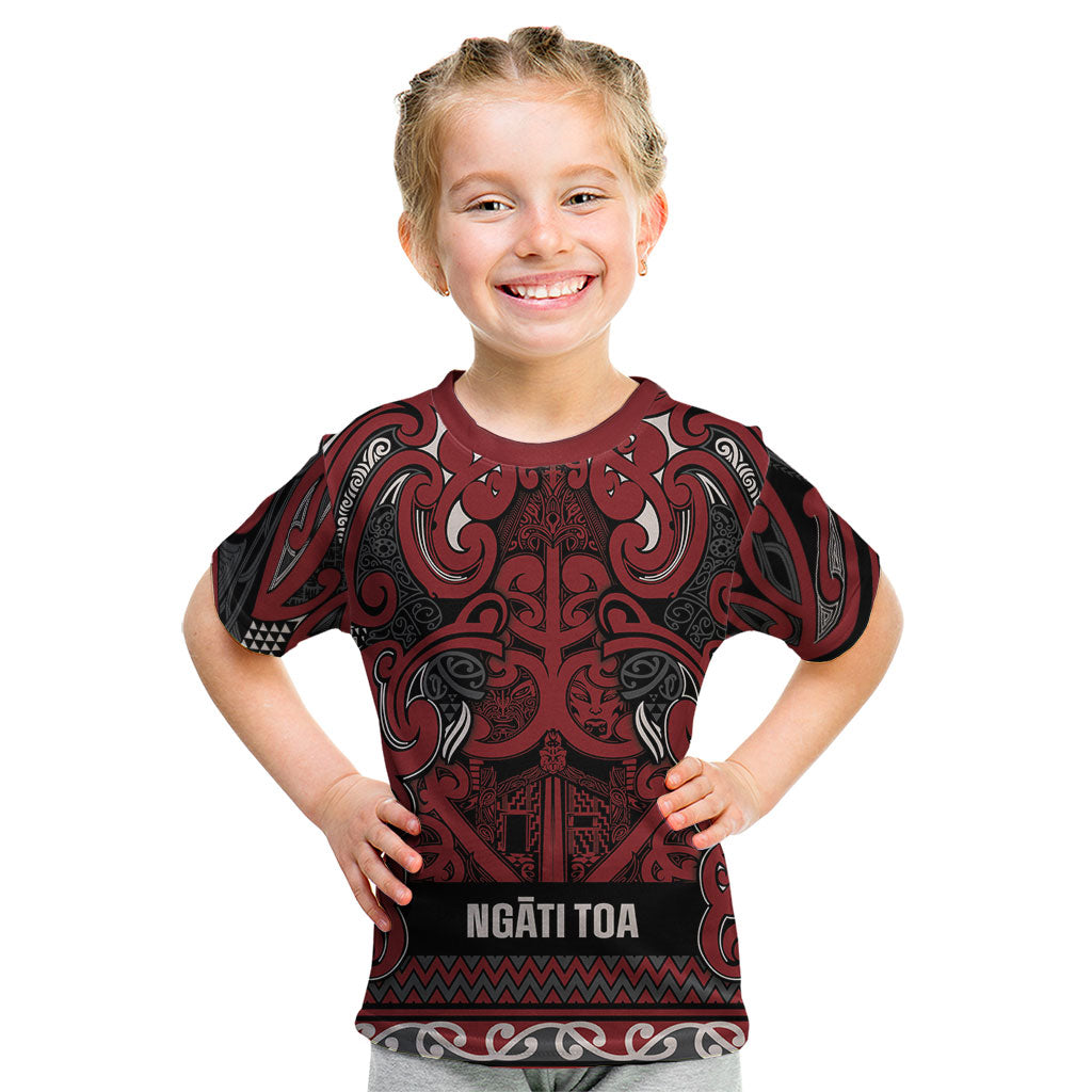 Aotearoa Iwi Ngati Toa Kid T Shirt Maori Wharenui House Tribal Pattern