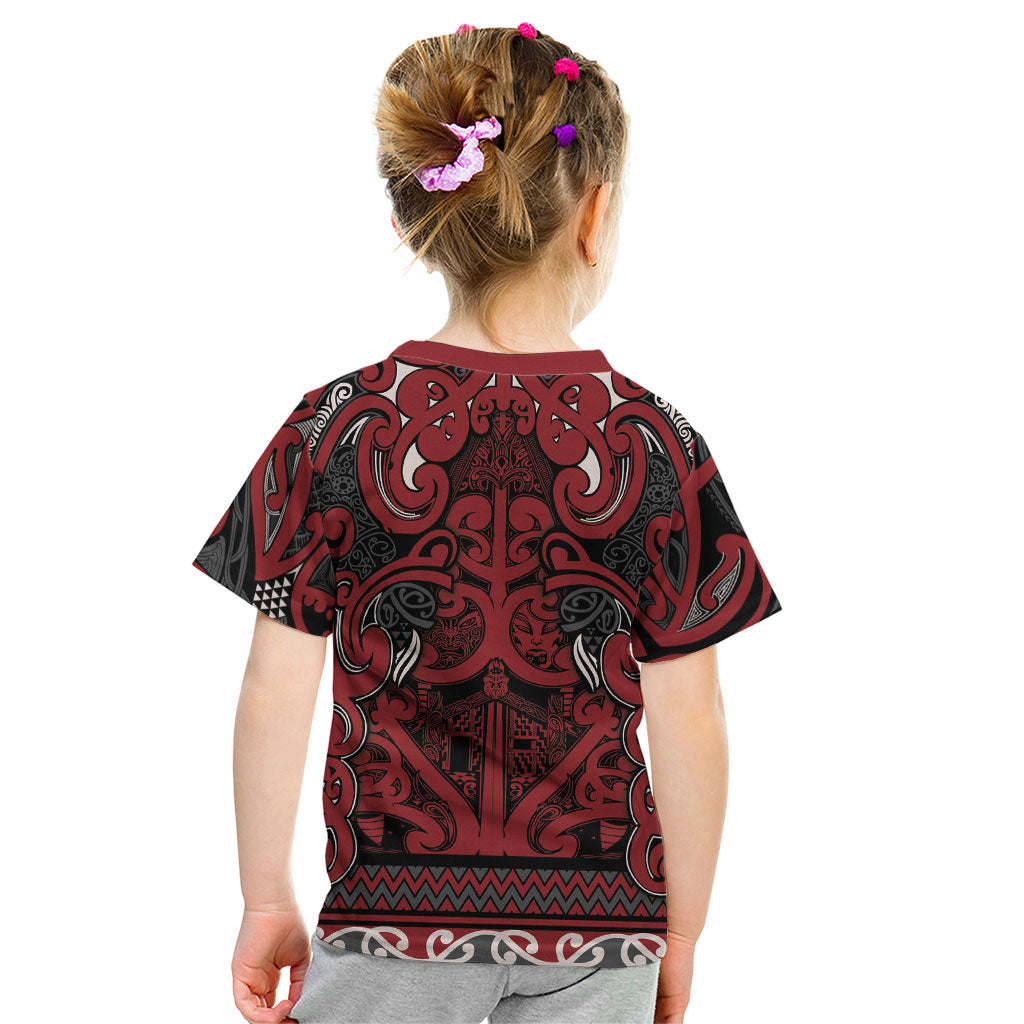 Aotearoa Iwi Ngati Toa Kid T Shirt Maori Wharenui House Tribal Pattern