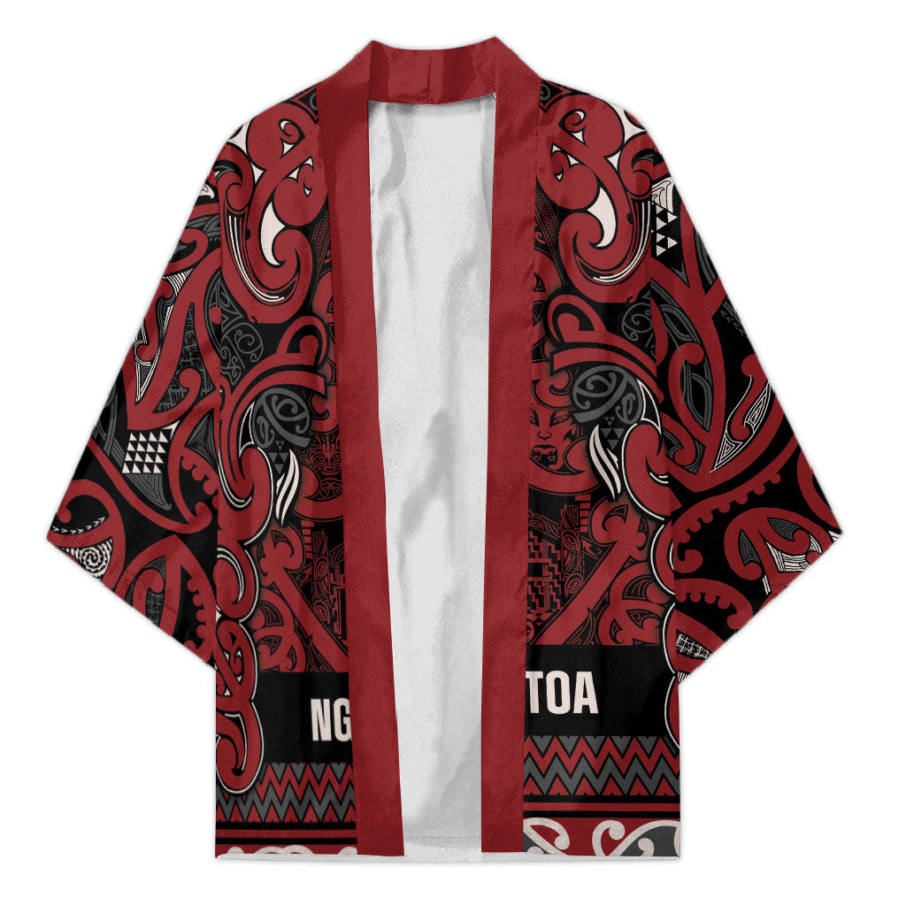 Aotearoa Iwi Ngati Toa Kimono Maori Wharenui House Tribal Pattern LT9 Unisex Dark Red - Polynesian Pride