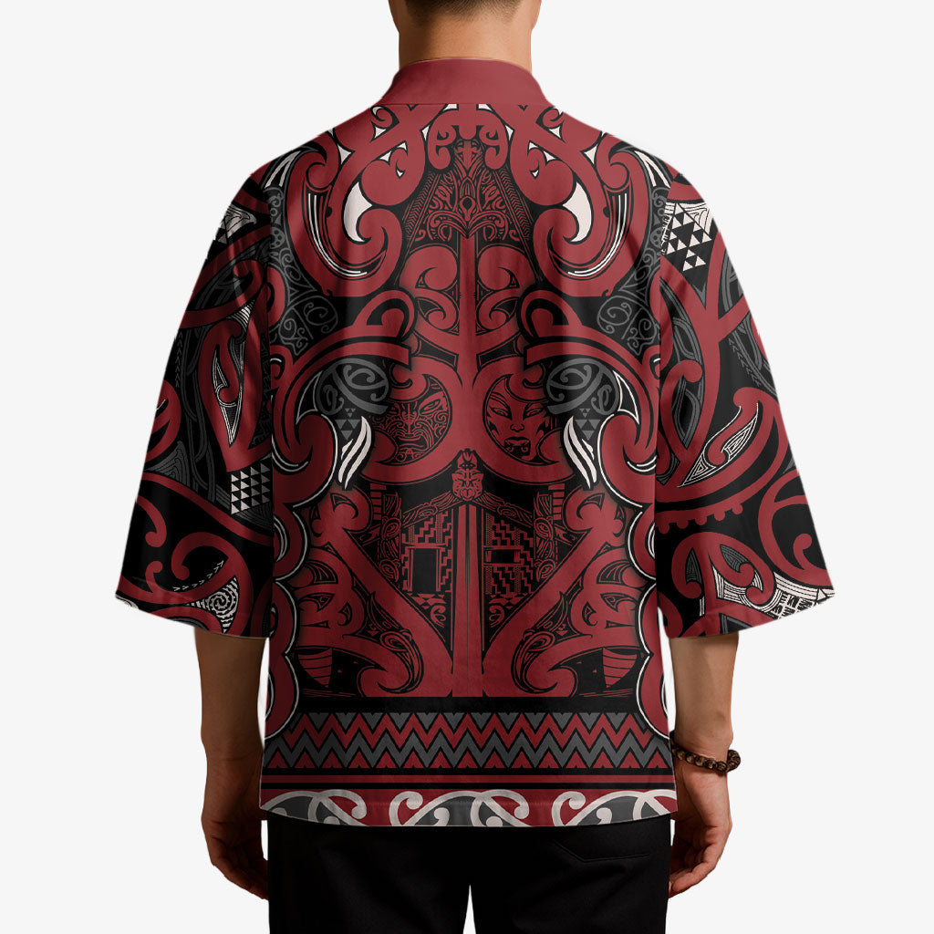 Aotearoa Iwi Ngati Toa Kimono Maori Wharenui House Tribal Pattern LT9 - Polynesian Pride