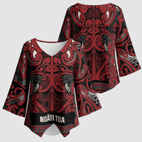 Aotearoa Iwi Ngati Toa Kimono Sleeve Blouse Maori Wharenui House Tribal Pattern LT9 - Polynesian Pride