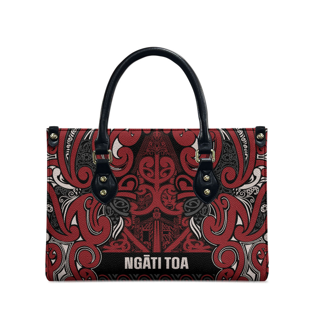 Aotearoa Iwi Ngati Toa Leather Bag Maori Wharenui House Tribal Pattern LT9 - Polynesian Pride