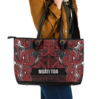 Aotearoa Iwi Ngati Toa Leather Tote Bag Maori Wharenui House Tribal Pattern LT9 - Polynesian Pride