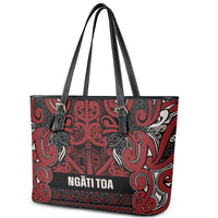 Aotearoa Iwi Ngati Toa Leather Tote Bag Maori Wharenui House Tribal Pattern LT9 - Polynesian Pride