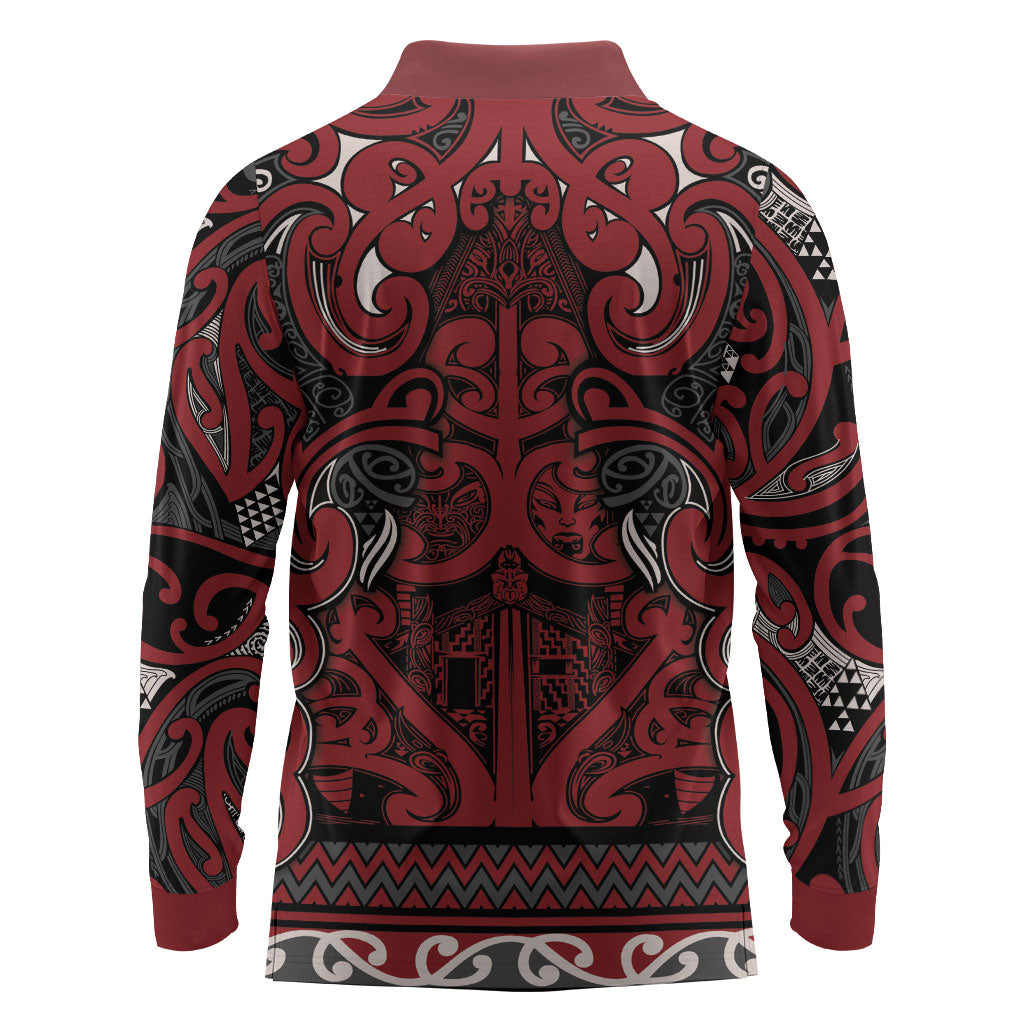 Aotearoa Iwi Ngati Toa Long Sleeve Polo Shirt Maori Wharenui House Tribal Pattern LT9 - Polynesian Pride