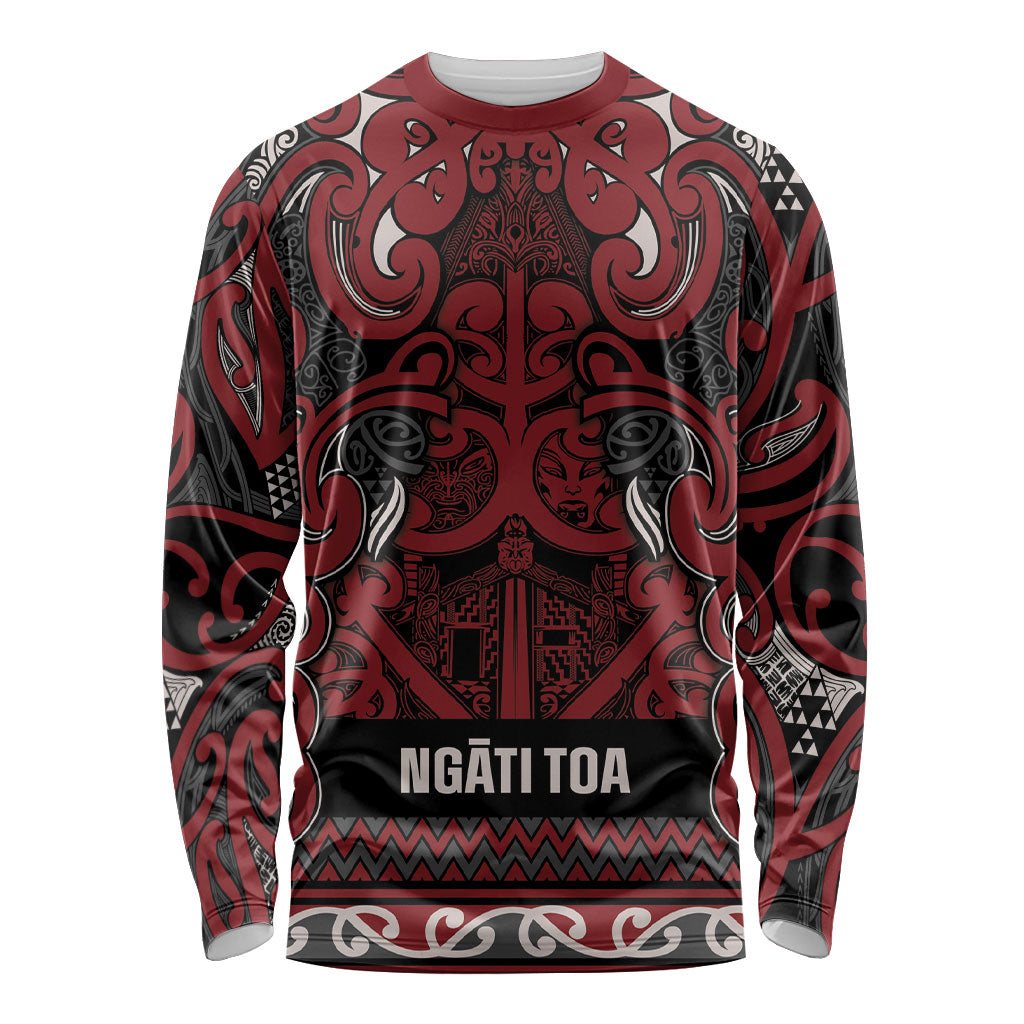 Aotearoa Iwi Ngati Toa Long Sleeve Shirt Maori Wharenui House Tribal Pattern LT9 Unisex Dark Red - Polynesian Pride