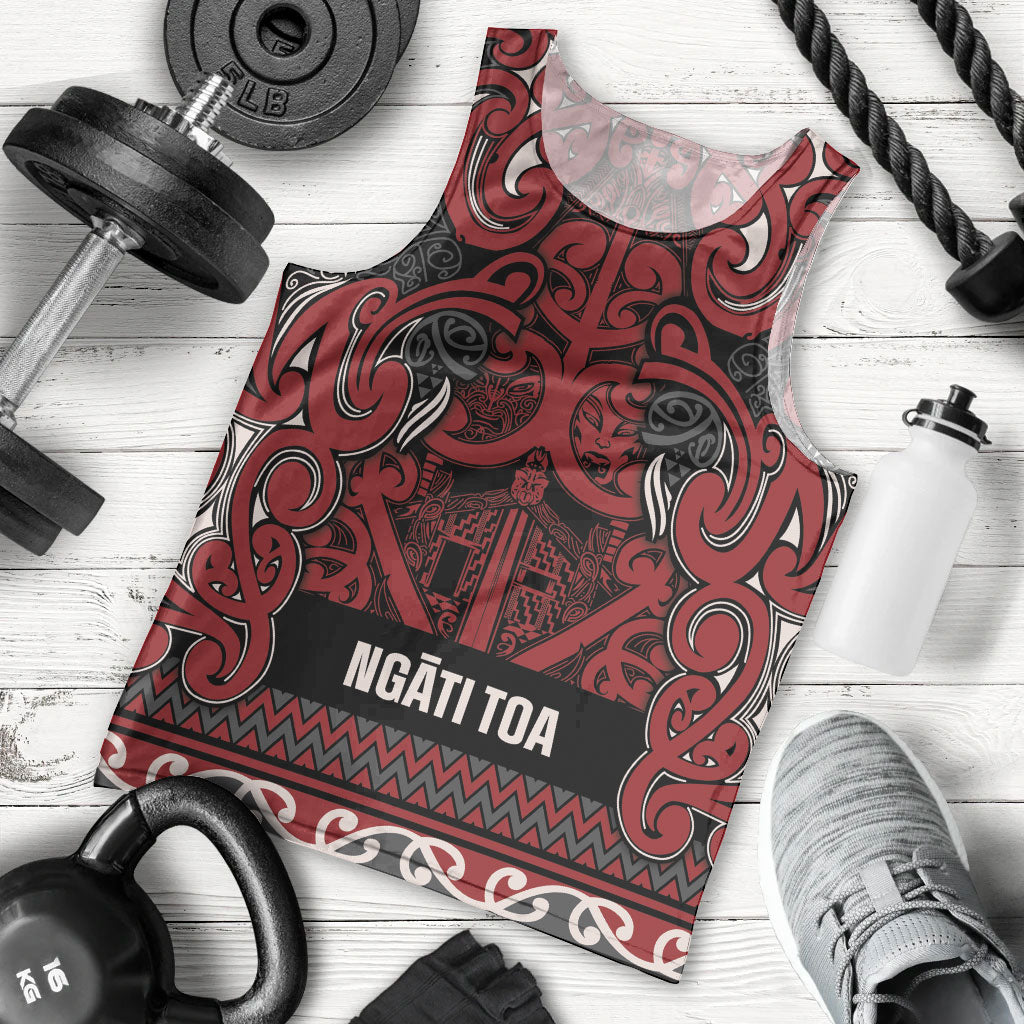 Aotearoa Iwi Ngati Toa Men Tank Top Maori Wharenui House Tribal Pattern LT9 - Polynesian Pride