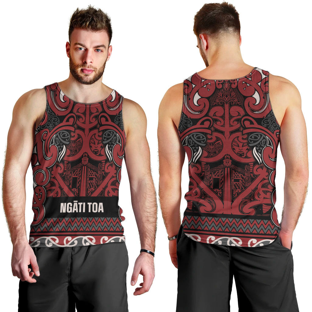 Aotearoa Iwi Ngati Toa Men Tank Top Maori Wharenui House Tribal Pattern LT9 - Polynesian Pride