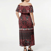 Aotearoa Iwi Ngati Toa Off Shoulder Maxi Dress Maori Wharenui House Tribal Pattern LT9 - Polynesian Pride