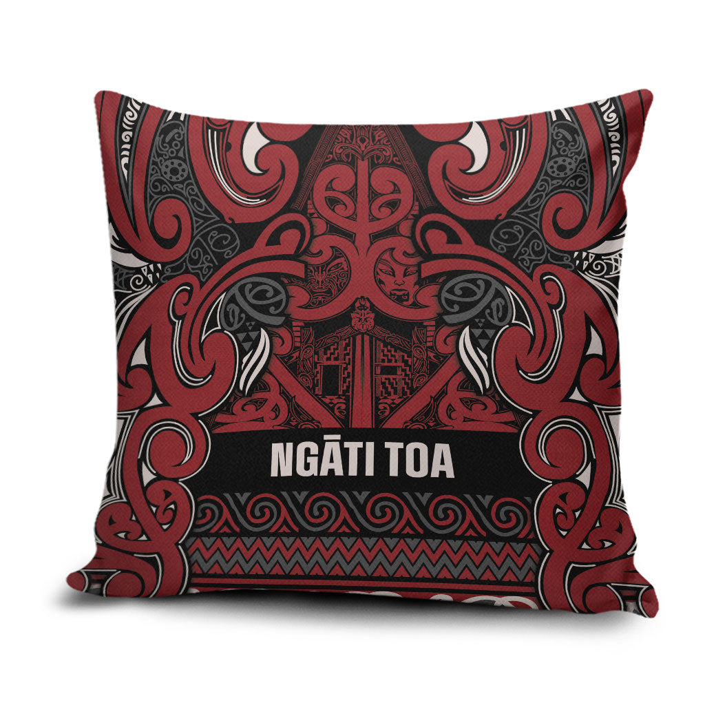 Aotearoa Iwi Ngati Toa Pillow Cover Maori Wharenui House Tribal Pattern LT9 Dark Red - Polynesian Pride