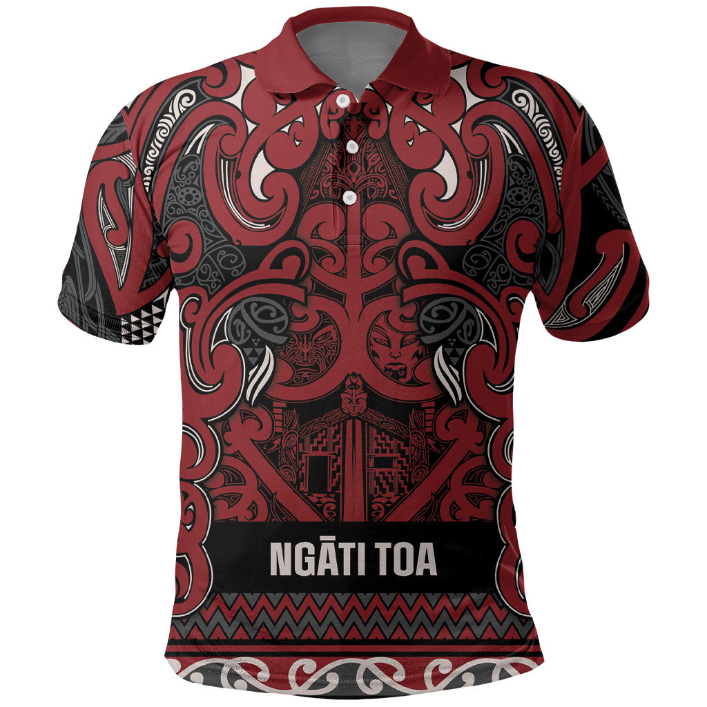 Aotearoa Iwi Ngati Toa Polo Shirt Maori Wharenui House Tribal Pattern LT9 Dark Red - Polynesian Pride