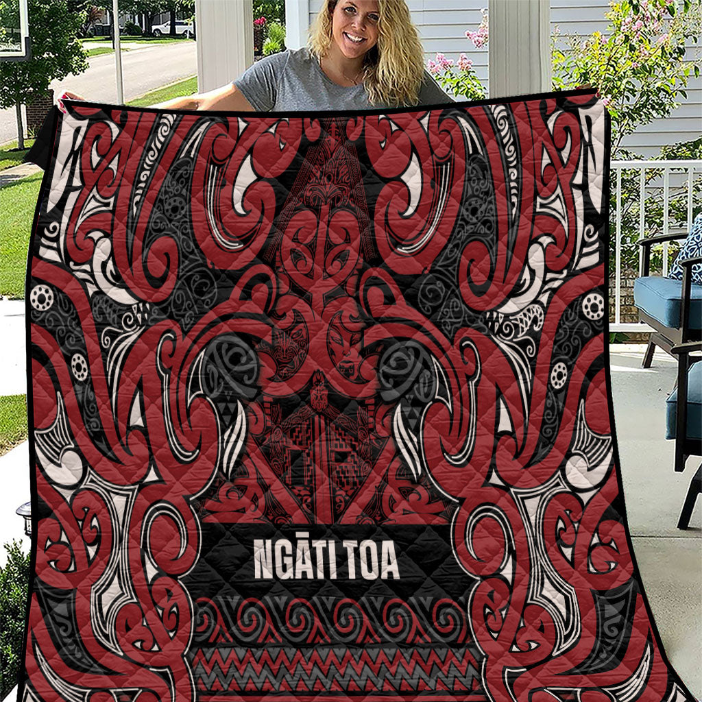 Aotearoa Iwi Ngati Toa Quilt Maori Wharenui House Tribal Pattern LT9 Dark Red - Polynesian Pride