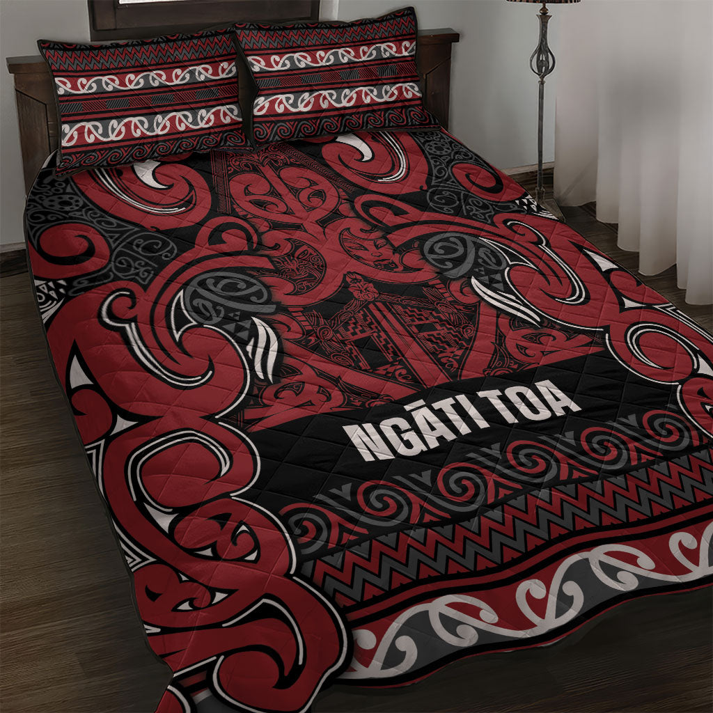 Aotearoa Iwi Ngati Toa Quilt Bed Set Maori Wharenui House Tribal Pattern LT9 Dark Red - Polynesian Pride