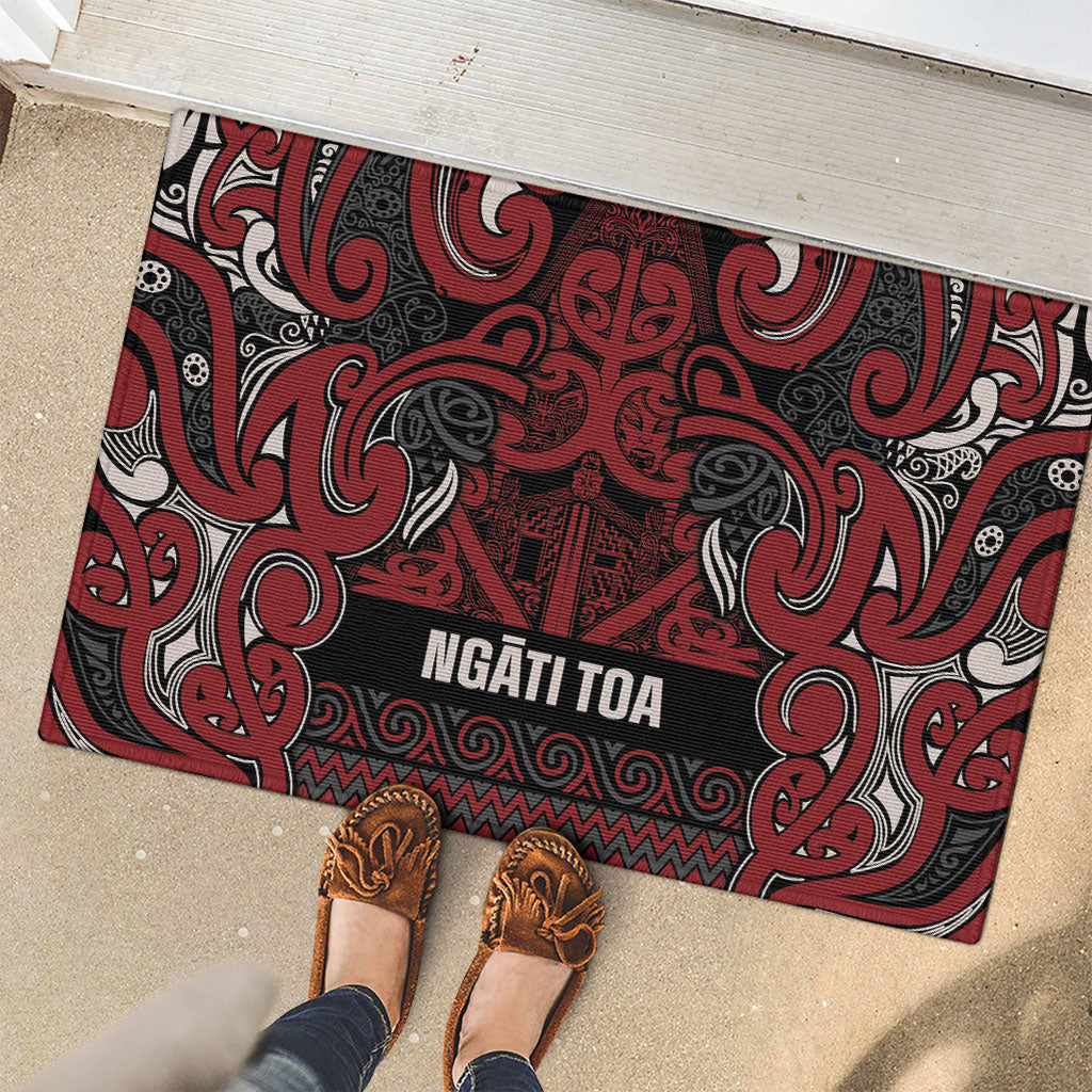 Aotearoa Iwi Ngati Toa Rubber Doormat Maori Wharenui House Tribal Pattern LT9 - Polynesian Pride