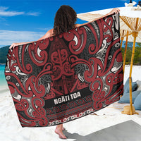Aotearoa Iwi Ngati Toa Sarong Maori Wharenui House Tribal Pattern LT9 One Size 44 x 66 inches Dark Red - Polynesian Pride